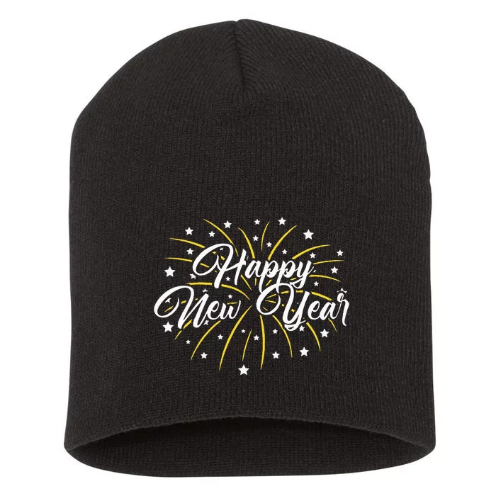 Happy New Year Short Acrylic Beanie