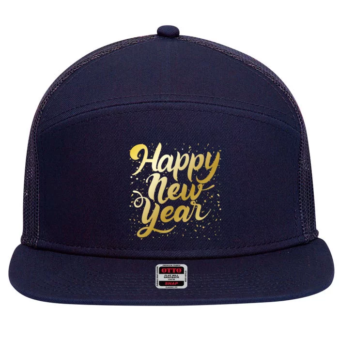 Happy New Year New Year New Party 2024 Cool Gift 7 Panel Mesh Trucker Snapback Hat