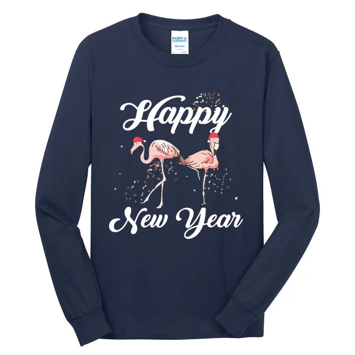 Happy New Year Outfit Gift For Flamingo Lover New Years Day Tall Long Sleeve T-Shirt