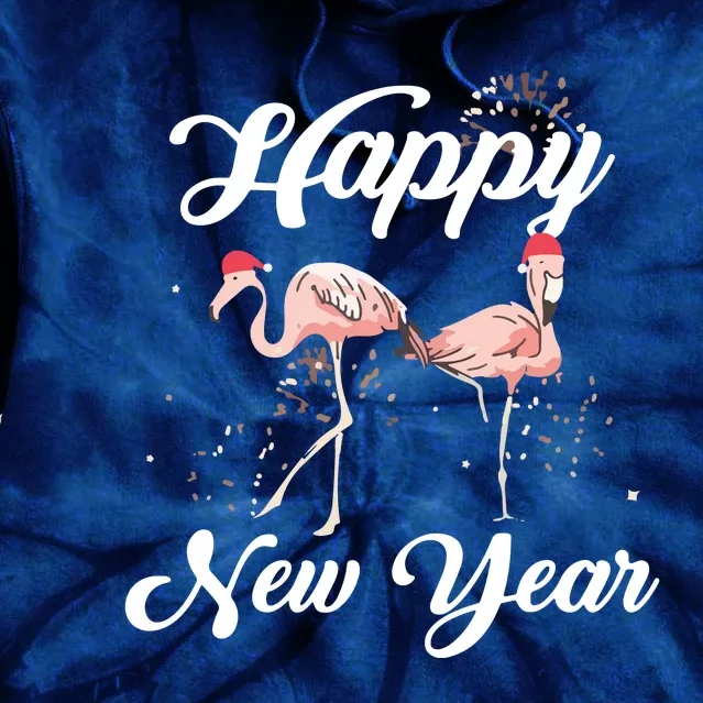 Happy New Year Outfit Gift For Flamingo Lover New Years Day Tie Dye Hoodie