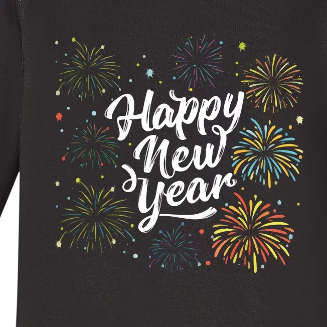 Happy New Year Party Funny New Year's Eve Baby Long Sleeve Bodysuit