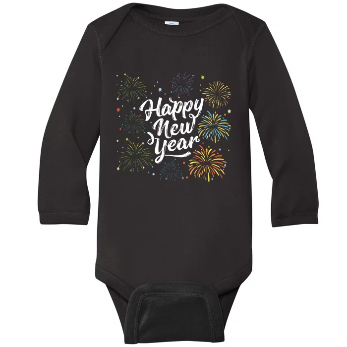 Happy New Year Party Funny New Year's Eve Baby Long Sleeve Bodysuit