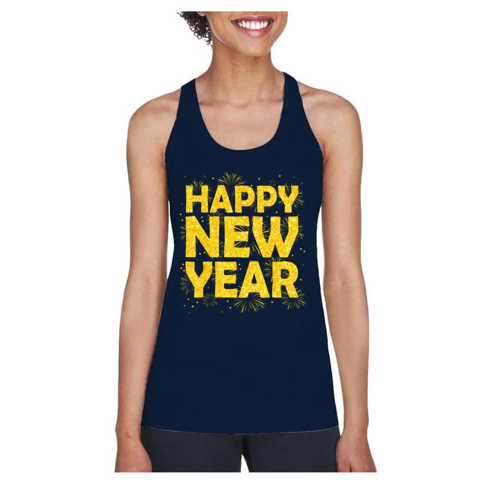 Happy New Year Nye Party 2024 Funny New Years Eve Confetti Women's Racerback Tank