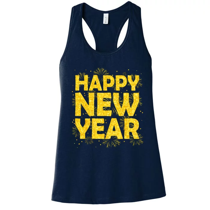 Happy New Year Nye Party 2024 Funny New Years Eve Confetti Women's Racerback Tank