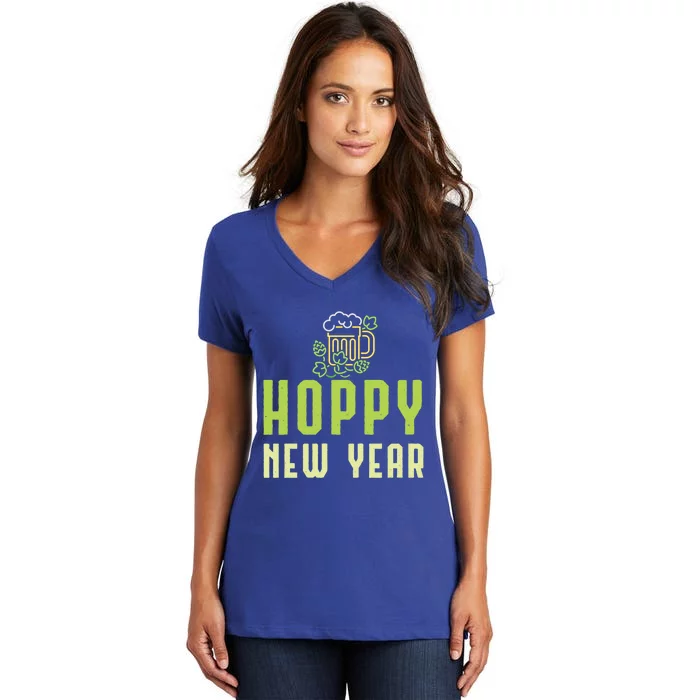 Hoppy New Year Funny Holiday Ing Beer Lover Great Gift Women's V-Neck T-Shirt