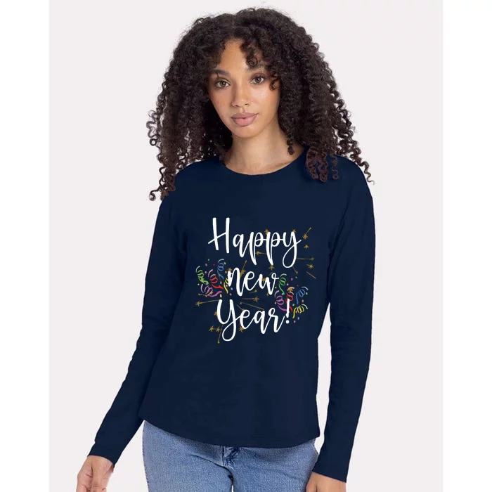 Happy New Year Day Eve Party Fireworks Confetti Costume Womens Cotton Relaxed Long Sleeve T-Shirt