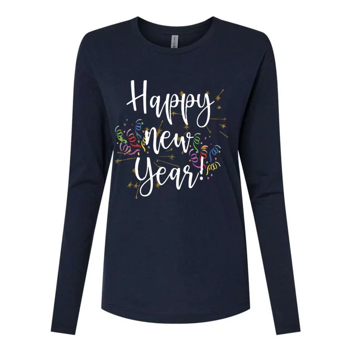 Happy New Year Day Eve Party Fireworks Confetti Costume Womens Cotton Relaxed Long Sleeve T-Shirt