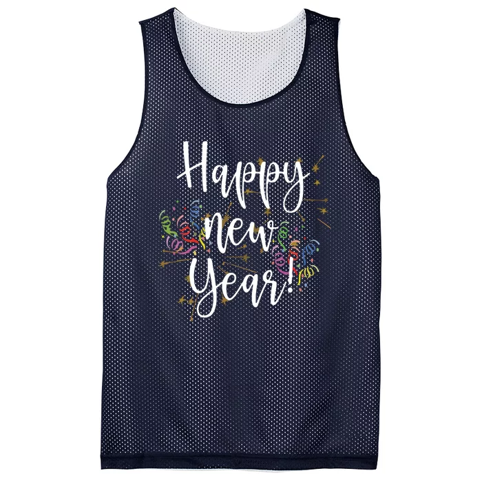 Happy New Year Day Eve Party Fireworks Confetti Costume Mesh Reversible Basketball Jersey Tank