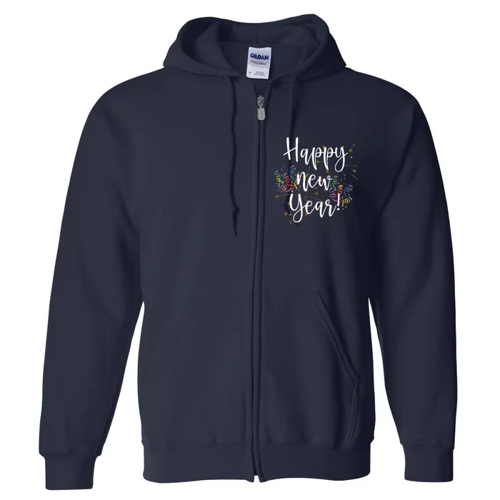 Happy New Year Day Eve Party Fireworks Confetti Costume Full Zip Hoodie