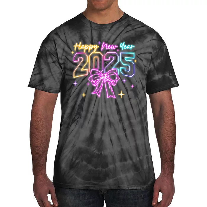 Happy New Year Party 2025 Coquette Bow Family Matching Tie-Dye T-Shirt