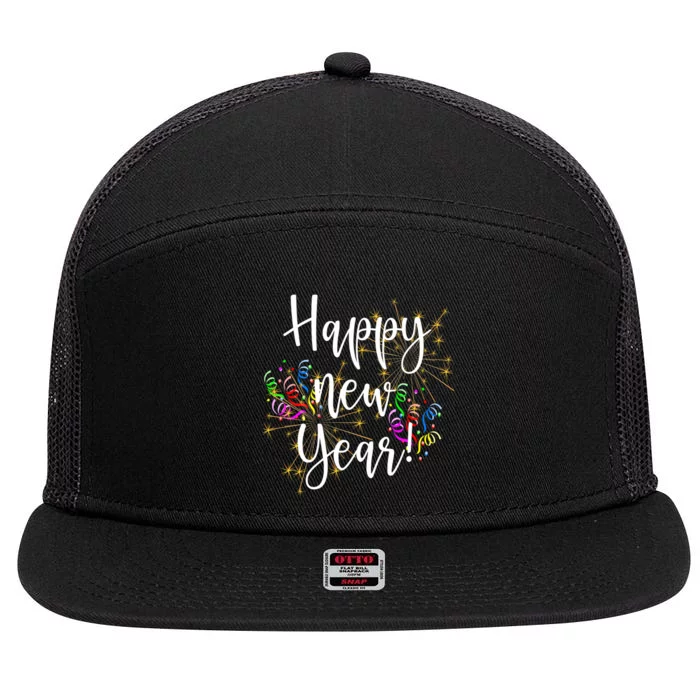 Happy New Year Day Eve Party Fireworks Confetti Costume Fun Long Sleeve TShirt 7 Panel Mesh Trucker Snapback Hat