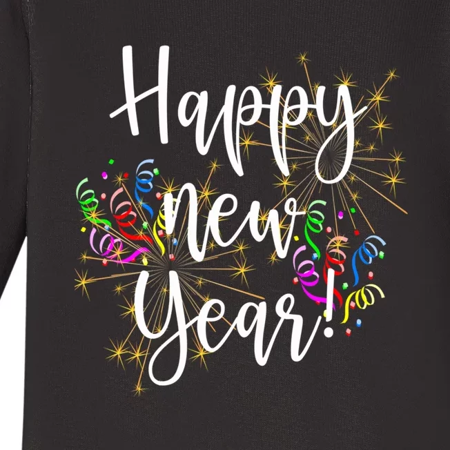 Happy New Year Day Eve Party Fireworks Confetti Costume Fun Long Sleeve TShirt Baby Long Sleeve Bodysuit