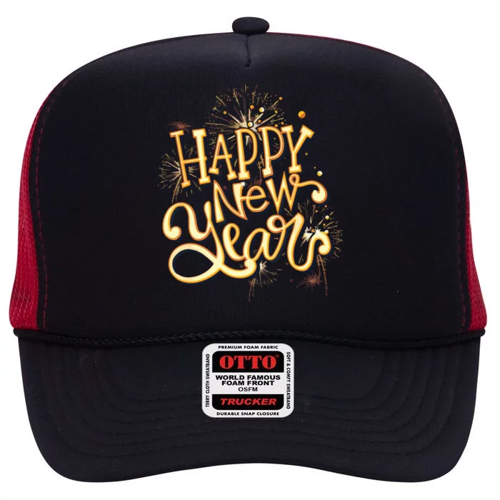 Happy New Year New Years Eve Party High Crown Mesh Trucker Hat