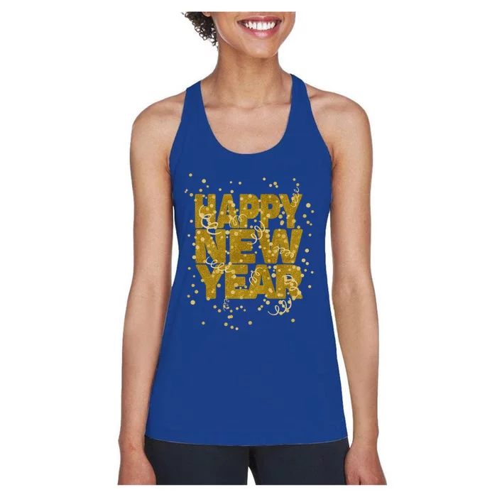 Happy New Year Nye Party Gift Funny New Years Eve Confetti Gift Women's Racerback Tank