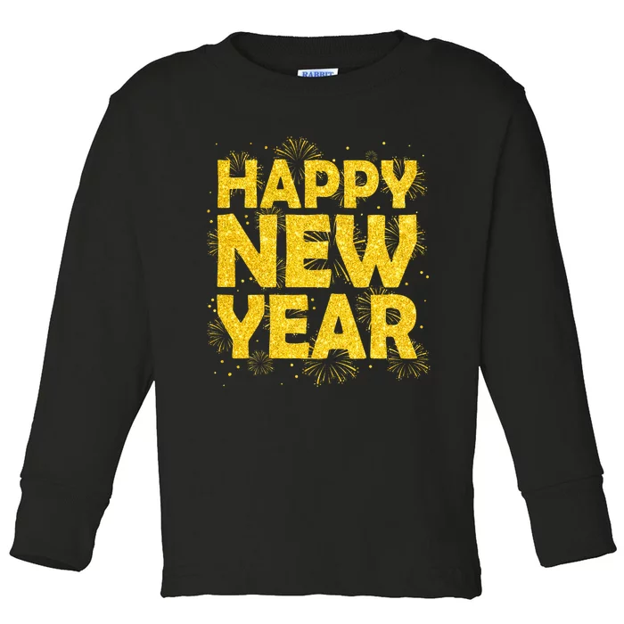 Happy New Year Nye Party 2024 Funny New Years Eve Confetti Toddler Long Sleeve Shirt