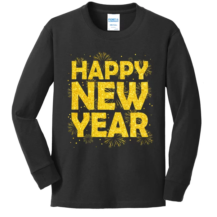 Happy New Year Nye Party 2024 Funny New Years Eve Confetti Kids Long Sleeve Shirt