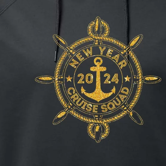 Happy New Year Cruise Squad 2024 Anchor New Years Eve Party Performance Fleece Hoodie