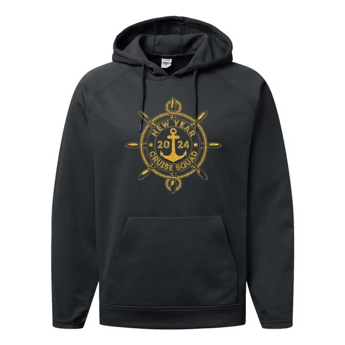 Happy New Year Cruise Squad 2024 Anchor New Years Eve Party Performance Fleece Hoodie