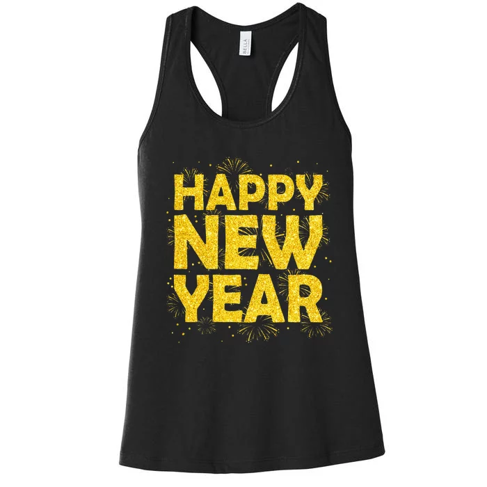 Happy New Year NYE Party 2024 Funny New Years Eve Confetti Women's Racerback Tank