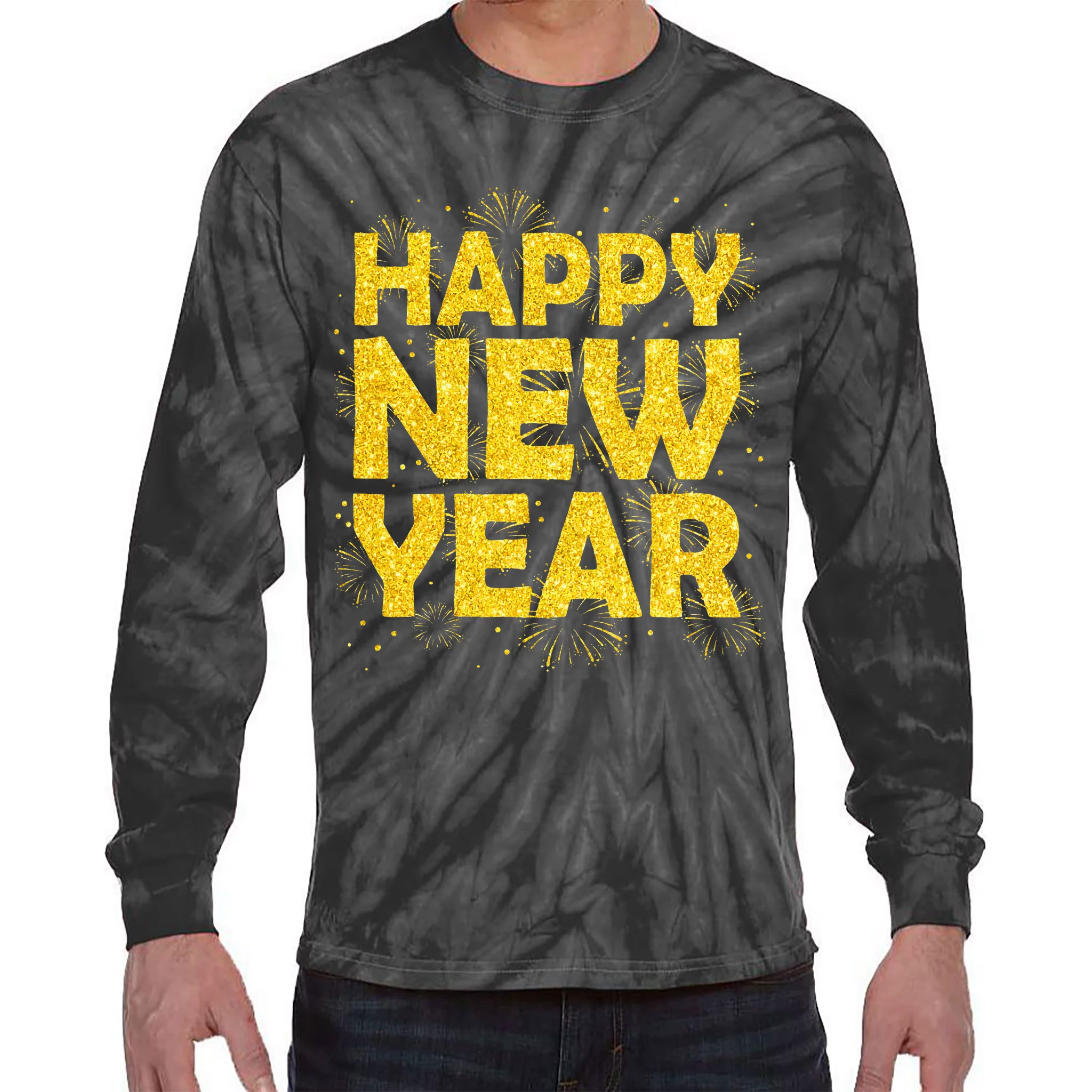 Happy New Year NYE Party 2024 Funny New Years Eve Confetti Tie Dye Long   Hny9984445 Happy New Year Nye Party 2024 Funny New Years Eve Confetti  Black Tdls Front.webp