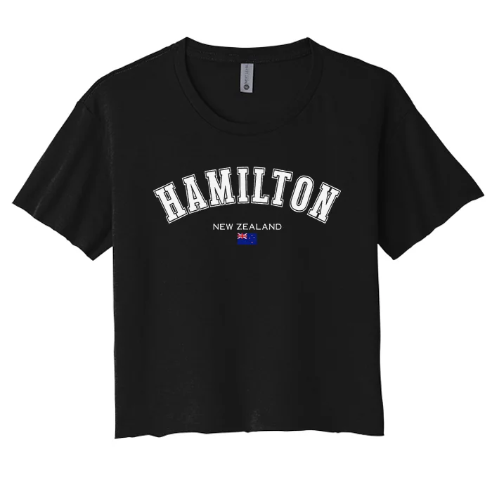 Hamilton New Zealand Flag Souvenir Travel North Island Trip Women's Crop Top Tee