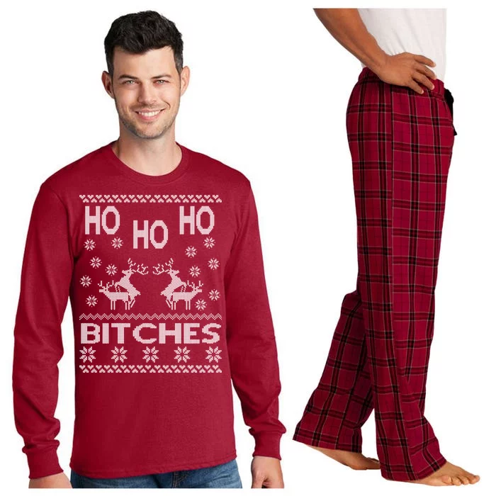 Ho Ho Ho Bitches X-Mas Ugly Christmas Long Sleeve Pajama Set