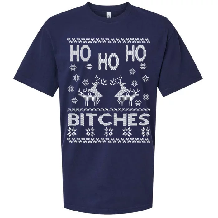 Ho Ho Ho Bitches X-Mas Ugly Christmas Sueded Cloud Jersey T-Shirt