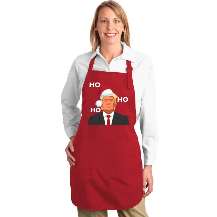 Ho Ho Ho Donald Trump Full-Length Apron With Pocket