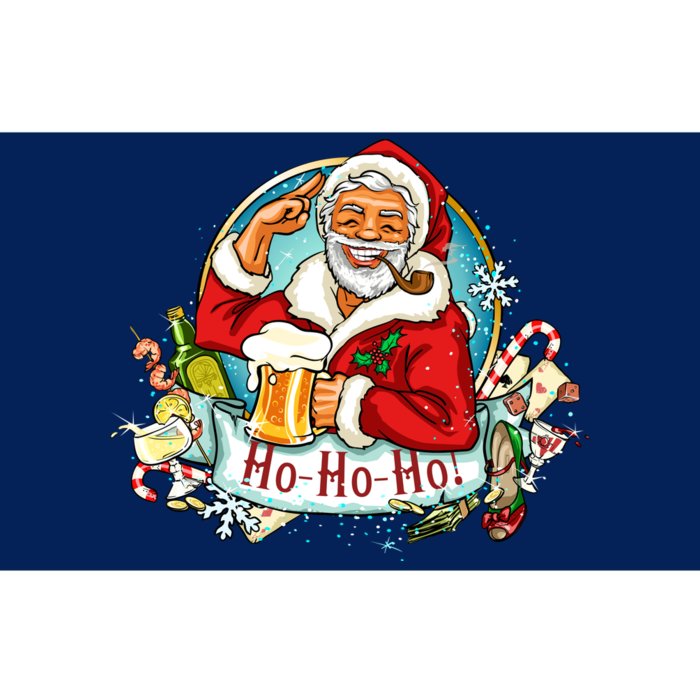 Ho-Ho-Ho Drinking Smoking Santa Claus Christmas Bumper Sticker