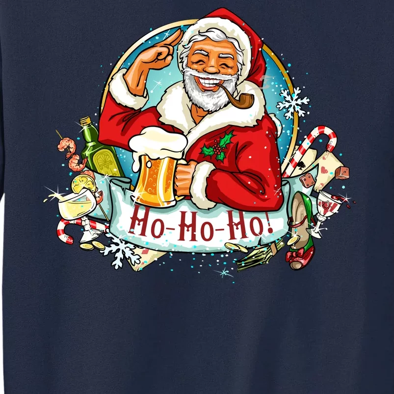 Ho-Ho-Ho Drinking Smoking Santa Claus Christmas Tall Sweatshirt