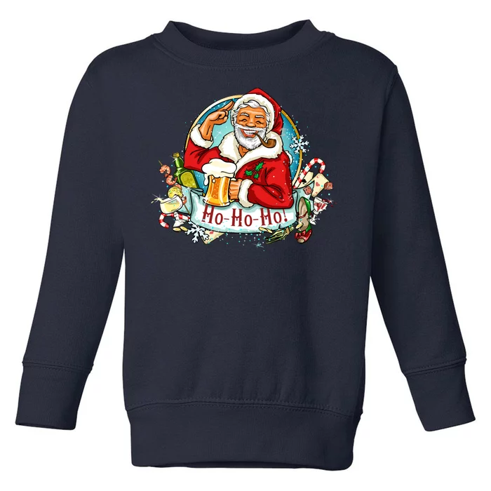 Ho-Ho-Ho Drinking Smoking Santa Claus Christmas Toddler Sweatshirt