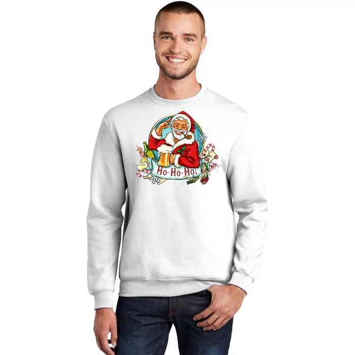 Ho-Ho-Ho Drinking Smoking Santa Claus Christmas Sweatshirt