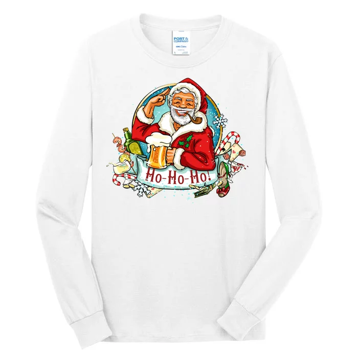 Ho-Ho-Ho Drinking Smoking Santa Claus Christmas Tall Long Sleeve T-Shirt