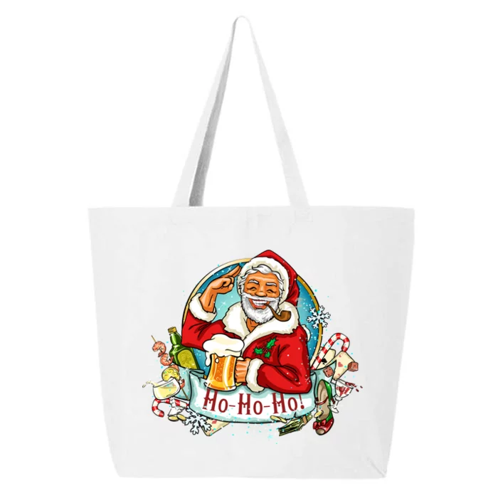 Ho-Ho-Ho Drinking Smoking Santa Claus Christmas 25L Jumbo Tote