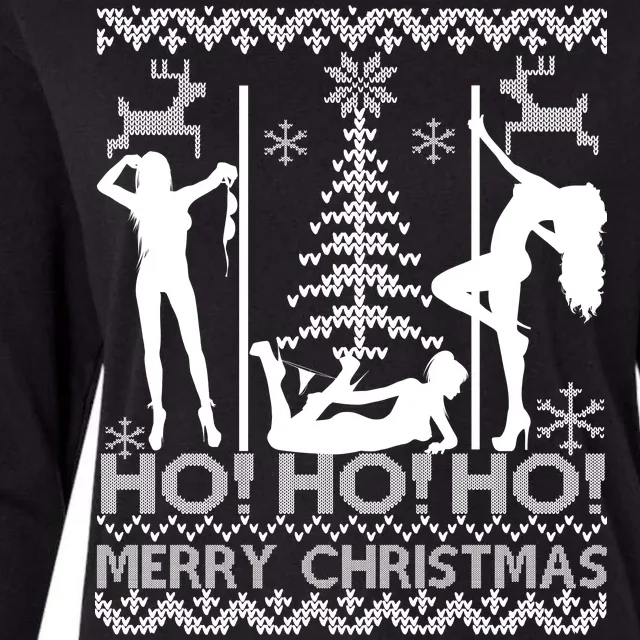 Ho Ho Ho Strippers X-Mas Ugly Christmas Sweater Womens Cotton Relaxed Long Sleeve T-Shirt