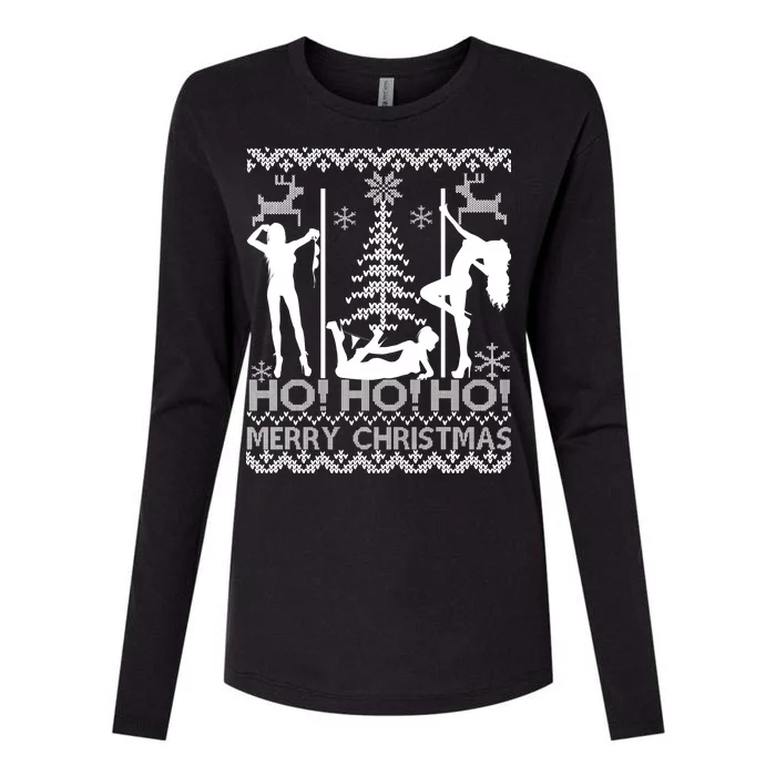 Ho Ho Ho Strippers X-Mas Ugly Christmas Sweater Womens Cotton Relaxed Long Sleeve T-Shirt