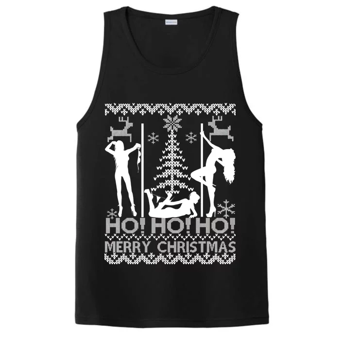 Ho Ho Ho Strippers X-Mas Ugly Christmas Sweater Performance Tank