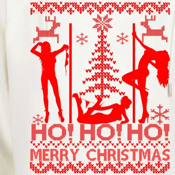 Ho Ho Ho Strippers X-Mas Ugly Christmas Sweater Womens Funnel Neck Pullover Hood