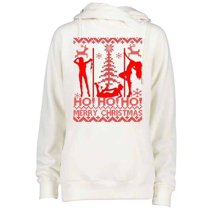 Ho Ho Ho Strippers X-Mas Ugly Christmas Sweater Womens Funnel Neck Pullover Hood