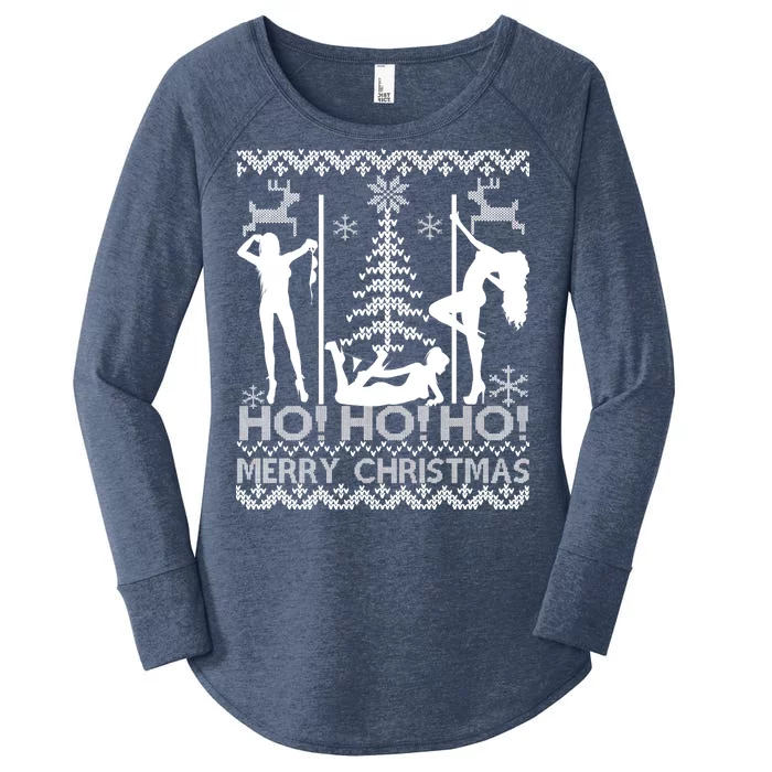 Ho Ho Ho Strippers X-Mas Ugly Christmas Sweater Women's Perfect Tri Tunic Long Sleeve Shirt