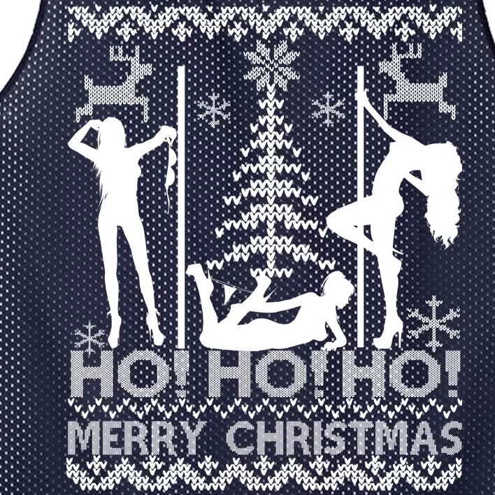 Ho Ho Ho Strippers X-Mas Ugly Christmas Sweater Mesh Reversible Basketball Jersey Tank