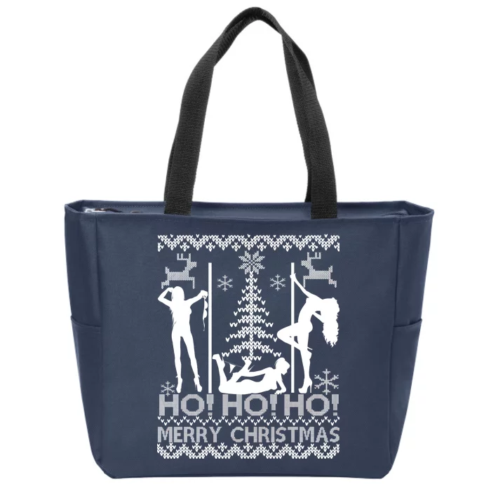 Ho Ho Ho Strippers X-Mas Ugly Christmas Sweater Zip Tote Bag