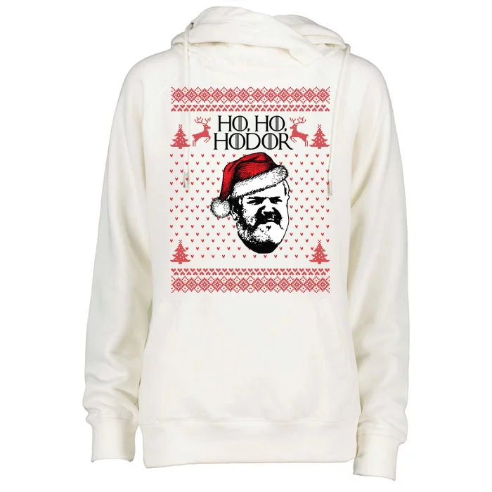 Ho Ho Hodor Ugly Christmas Womens Funnel Neck Pullover Hood