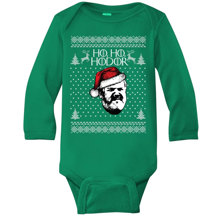 Ho Ho Hodor Ugly Christmas Baby Long Sleeve Bodysuit