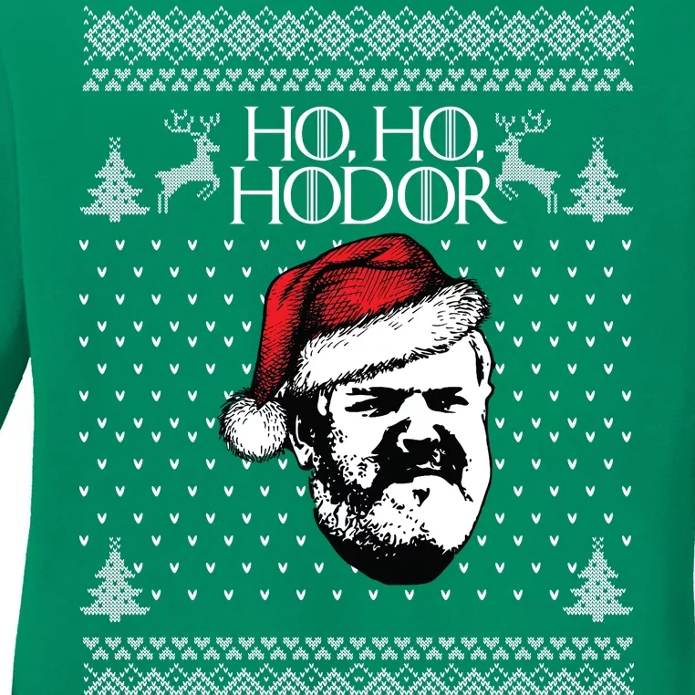 Ho Ho Hodor Ugly Christmas Ladies Long Sleeve Shirt