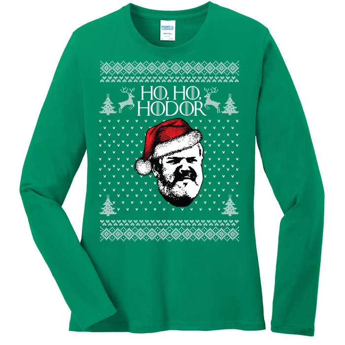 Ho Ho Hodor Ugly Christmas Ladies Long Sleeve Shirt