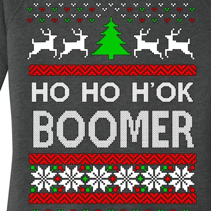 Ho Ho H'ok Boomer Ugly Christmas Women's Perfect Tri Tunic Long Sleeve Shirt