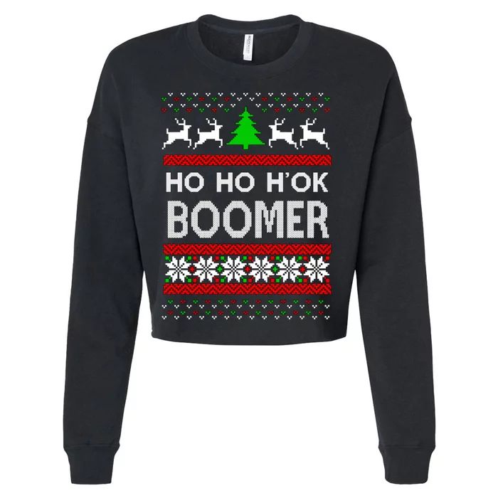 Ho Ho H'ok Boomer Ugly Christmas Cropped Pullover Crew