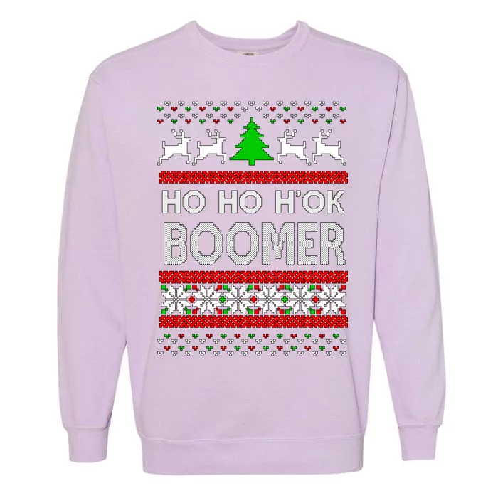 Ho Ho H'ok Boomer Ugly Christmas Garment-Dyed Sweatshirt