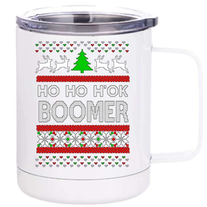 Ho Ho H'ok Boomer Ugly Christmas Front & Back 12oz Stainless Steel Tumbler Cup